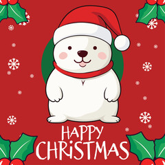 Wall Mural - Happy Winter Holiday with a Charming Polar Bear Cartoon: Vector for Kids’ Party