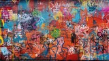 Fototapeta Paryż - Colorful urban graffiti on the wall