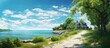 On a summer day I gazed out at the breathtaking landscape of the old beach house where the brilliant blue sky met the shimmering sea and the lush green trees lined the vintage road that led 