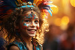 © Sebastian - A jubilant young child with sparkling eyes celebrates a colorful festival, their face painted in vibrant hues, representing the joy of cultural traditions. Generative Ai.