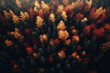 Aerial view of autumn forest, Generative AI