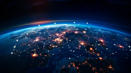 Interconnected system of Earth's satellites around the planet