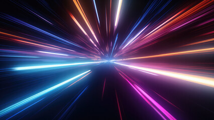 Canvas Print - Interstellar Warp: Neon Lights Speed Through the Galaxy