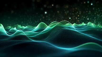 Abstract digital wave particle poster web page PPT background
