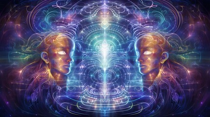 Canvas Print - psychedelic enlightenment to another dimension in the 5d. created with generative ai.