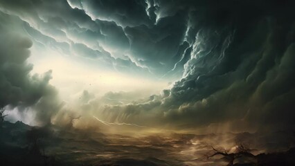 Wall Mural - a miniature tornado of dust and debris whirls on the horizon promising a storm of magical power.