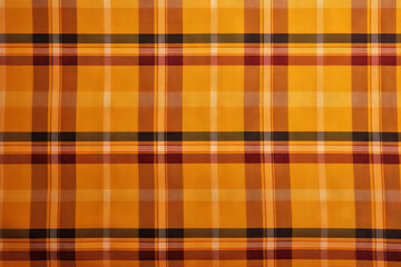 Wall Mural - Yellow and red tartan fabric, closeup of surface material texture