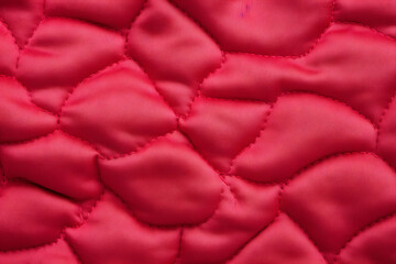 Wall Mural - Red thermal jacket fabric, closeup of surface material texture