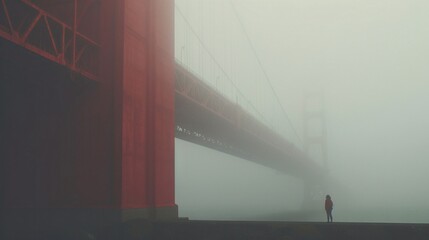 Wall Mural - sf bay area gloomy golden gate bridge. ai generated.