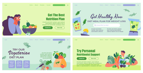 Wall Mural - Web banner set for nutritionist service promo