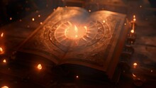 An ancient and timeworn book seemingly untouched by human hands that opens of its own accord unleashing a dazzling array of magical spells and enchantments that fill the air with an