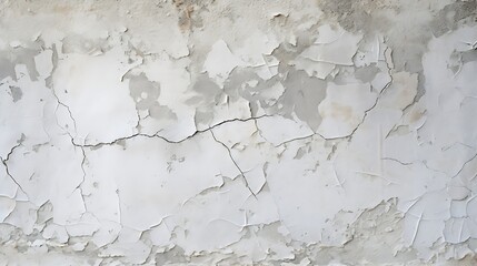 Poster - Problem of moisture damage acrylic white painting crack surface texture on exterior dirty stain concrete structure wall background by humidity.home repair old construction concept,reno : Generative AI