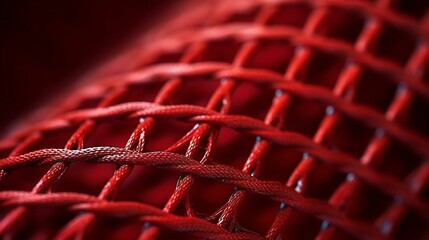 Detail of football goal. red net of ropes. Macro or close-up of a soccer : Generative AI