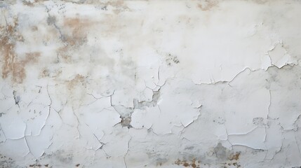 Poster - Problem of moisture damage acrylic white painting crack surface texture on exterior dirty stain concrete structure wall background by humidity.home repair old construction concept,reno : Generative AI