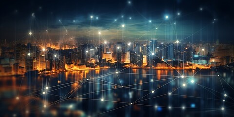 Leinwandbilder - Business and economic growth on global business network, Data analysis of financial and banking, Customer service, Technology and data connection, Teamwork, Business strategy and Digit : Generative AI