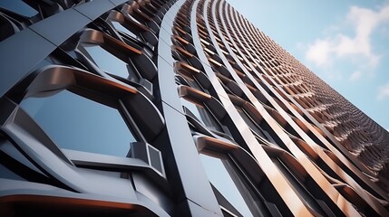 Aufkleber - low angle of a building wave close up : Generative AI