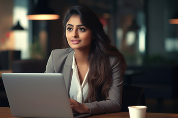 Wall Mural - Young Indian businesswoman thinking