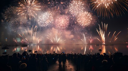 Wall Mural - happy new year background with party	