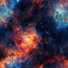 Wall Mural - Watercolor galaxy space cosmic repeat pattern