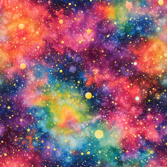 Wall Mural - Watercolor galaxy space cosmic repeat pattern