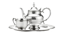 Classic Silver Tea Service On Transparent PNG