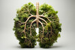 Healthy lung. Abstract silhouette of green foliar lungs on a gray background