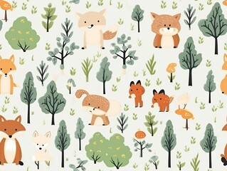 seamless pattern cute animal