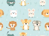 Fototapeta Pokój dzieciecy - seamless pattern cute animal