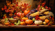 © lutjo1953 - Thanksgiving Abundance.  Generated Image.  A digital rendering of a large abundance of food and product for the harvest and Thanksgiving season.