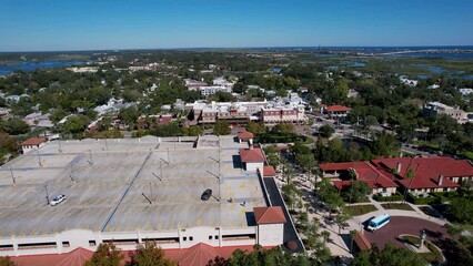 Wall Mural - Beautiful aerial footage of the St Augustine, the oldest town in USA. the castle of San Marcos National Monument, Flagler College and the Matanzas Bay