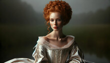 A Classic Portrait Capturing The Essence Of A Renaissance-era Woman.