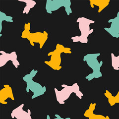 Wall Mural - Seamless pattern with colorful rabbit shape