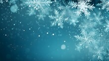 Silver Turquoise Snowflakes On Blue Christmas Background