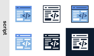 script illutration icons set. Simple script icons used web development.