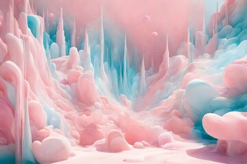 Wall Mural - A pastel reverie of pinks and blues, captured in a liquid daydream.