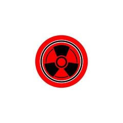 Radiation hazard sign. Red icon isolated on white background.  Radioactive toxic symbol.