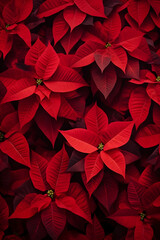 Wall Mural - Abstract background with red Poinsettia leaves. Vertical composition.