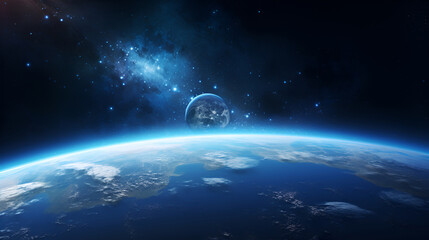 close-up of the surface of planet earth in deep space with the moon in orbit. wallpaper from dark sp