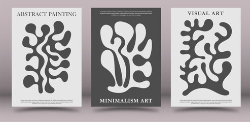 A set of paintings of abstract fine art. A minimalist design layout for interior creativity, banners, posters and creative ideas. Artistic illustration of wall paintings and prints