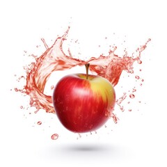 Poster - Apple red splash background white background.