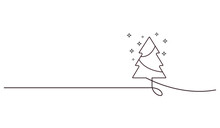 Line Art Illustration Christmas Tree Celebrate Christmas Day Continous One Line
