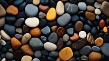 Flat River Stone Texture, Rock Wall, Colorful Stone Background