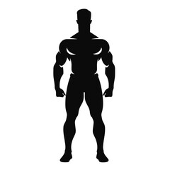 Wall Mural - Bodybuilder black icon on white background. Bodybuilder silhouette