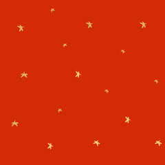 Wall Mural - hand drawn vector abstract seamless pattern with simple minimalistic stars isolated on red backgroun