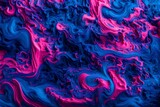 Fototapeta Młodzieżowe - Electric blue and neon pink liquids mixing to create a vibrant storm of colors