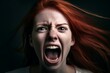 © nsit0108 - Red hair woman scream closeup. Gesture fashion adult health emotion. Generate Ai