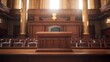 Background of an empty courtroom. Empty blurred courtroom background