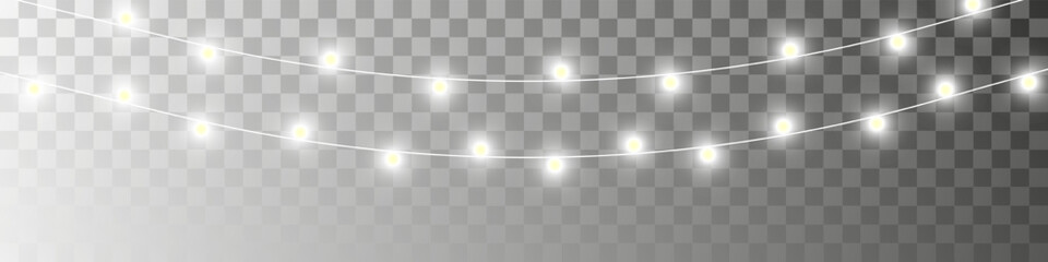 Canvas Print - glowing realistic garland on a transparent background. christmas lights. realistic garland for your 