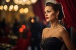 © ARThitecture - a beautiful young woman at a formal Christmas gala, her radiant appearance and elegance portraying the liberated and magical mood of a special holiday event held in a grand ballroom