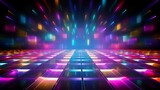 Fototapeta  - A dazzling disco dance floor illuminated by colorful lights